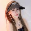 ins sweet lace vinyl sunscreen empty top hat summer outdoor sun hat small fragrant wind pearl sun hat