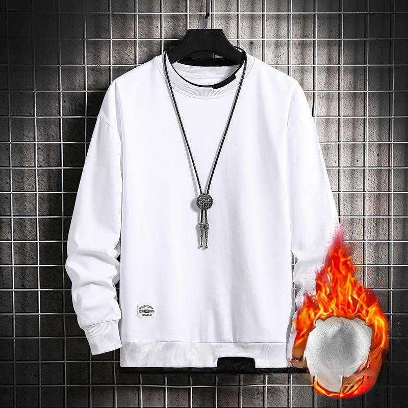 Свитер мужской осенне-зимний флисовый длинный рукав футболка мужской подростковый поддельный двухсекционный свитер с круглым вырезом повседневный топ мужской