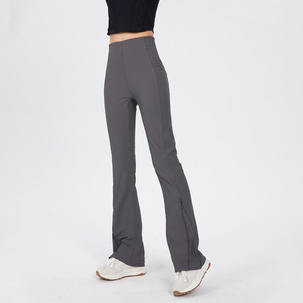 Lu New Threaded High-Waist Bell-Bottom Yoga Pants - Hip Lift, Slimming, All-Match, High Elasticity, Comfortable for Indoor or Outdoor Wear.