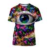 Новые летние футболки с 3D-принтом Eye Art для мужчин и женщин, футболка с изображением человеческого лица и органа, футболка с коротким рукавом, футболка Harajuku большого размера, детская одежда