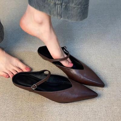 Летние женские мюли-шлепанцы с закрытым носком, модные, неглубокие, слипоны, удобная женская обувь