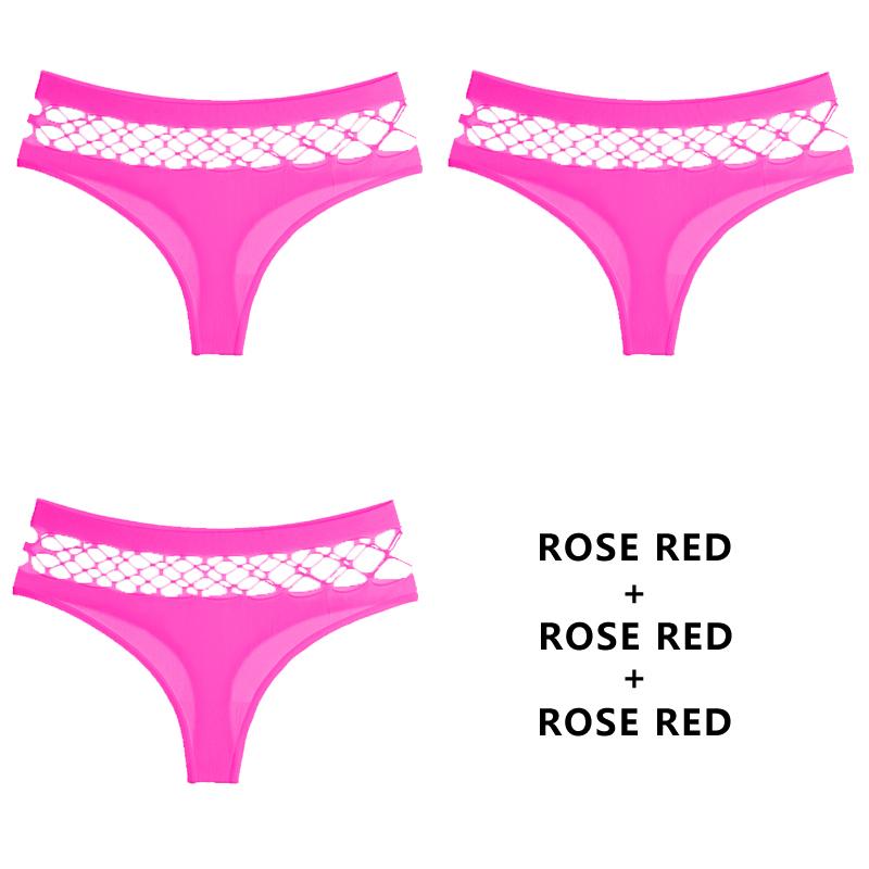 TERMEZY 3Pcs/Set Hollow Out G-String Seamless Sexy Panties Women Elasticity Underwear Temptation Middle-waist Panty