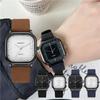 Unisex Square Quartz Fashion Watch with Faux Leather Strap