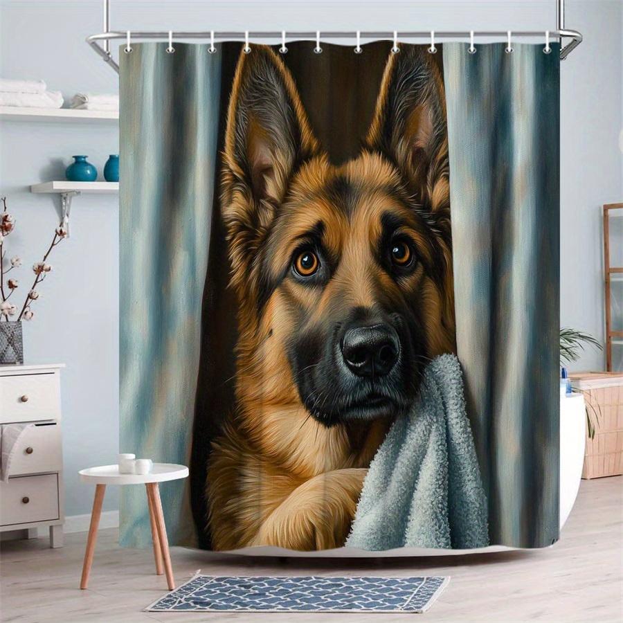 German Shepherd Dog Shower Curtain Waterproof Easy To Clean Privacy Protection Print Pet Art Design Modern Durable Materials