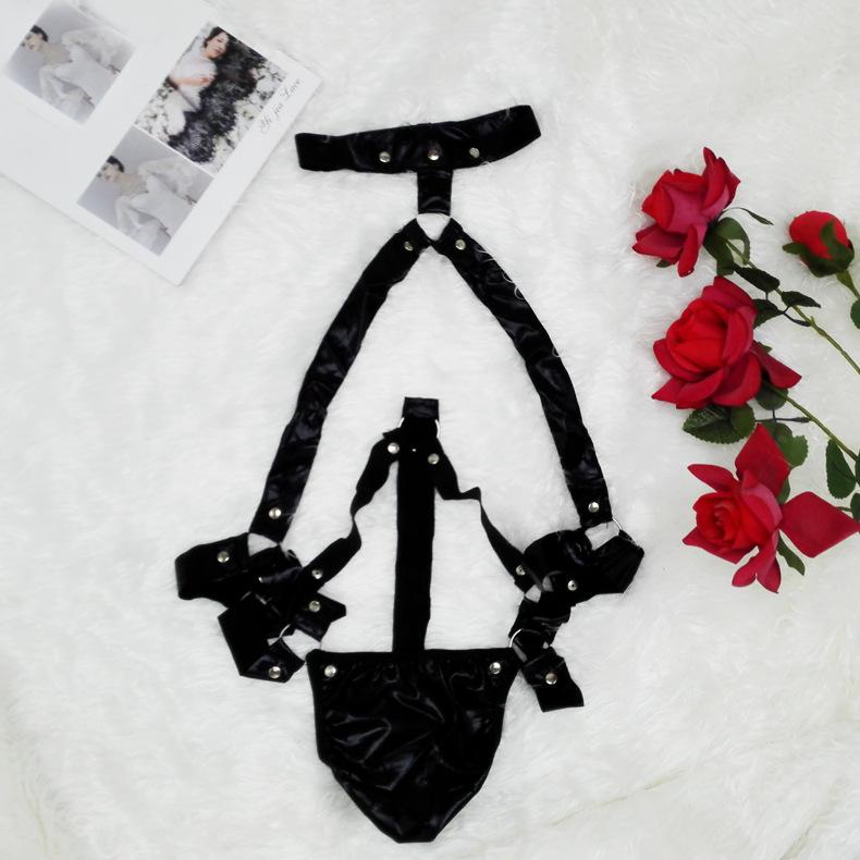 Комбинезон из искусственной кожи мужской для ночного клуба, облегающий