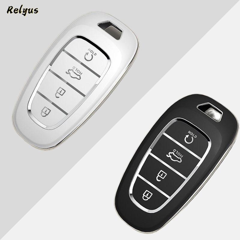 Чехол для автомобильного ключа из ТПУ для Hyundai Tucson Solaris Sonata Hybrid NEXO NX4 Santafe dn8 4 кнопки 2020 2021 2022 Защитная крышка без ключа
