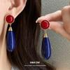 Серебряная игла смола круглый кулон-капля серьги легкая роскошь высококачественные пусеты средневековые винтажные серьги с темпераментом женские