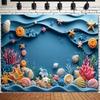 1pc blue ocean-themed birthday background coral shell starfish design decoration birthday party background banner