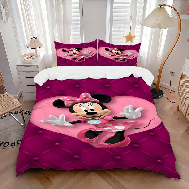 3Pcs Minnie Mouse Heart Love Bedding Sets For All Sizes New 3D Printed Bed Cover Comforter Duvet Cover Pillowcase Bedroom Decoration
