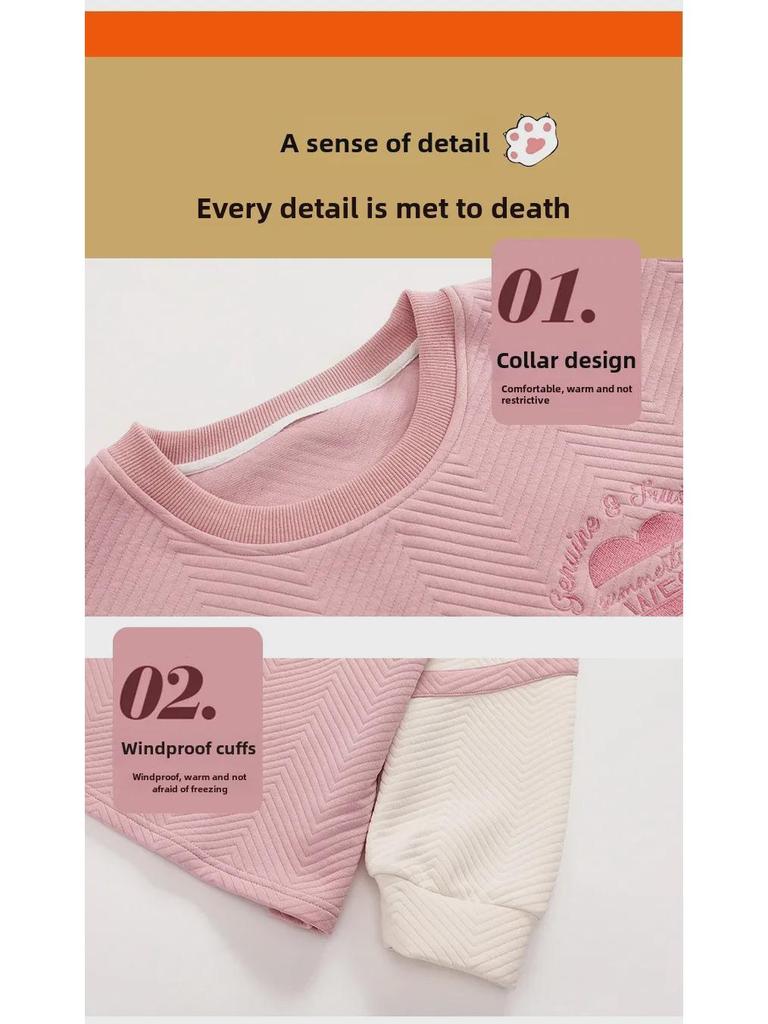 Cozy Winter Air Cotton Couple Pajamas Set: Warm Pullover Suit for Men and Women, Perfect for Home or Outdoor Wear