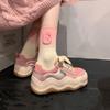 2024 Thick Soled Elevator Shoes 2024 Pink Cute Rainbow Pony Casual Shoes Women Platform Sneakers Girls Casual Kateboarding Flat Shoes