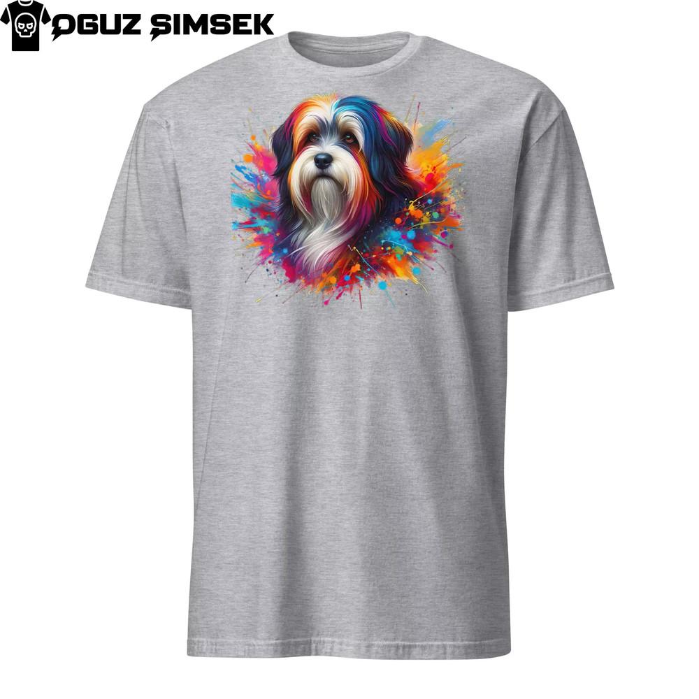 Vibrant Tibetan Terrier Unisex T-Shirt - Colorful Dog Design, Comfortable Fit!