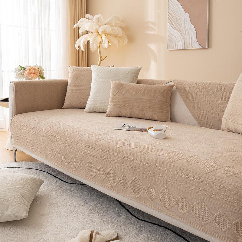 Плюшевая подушка для дивана Зимняя Новая Утолщенная Молочный Флис Нескользящая Подушка для Сиденья Современный Простой Высококачественный Чехол для Дивана Чехол Полотенце