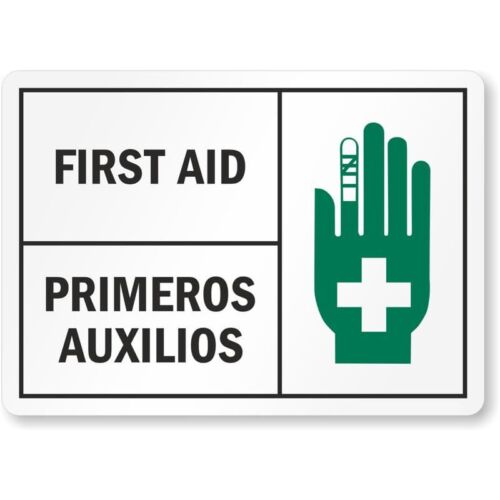 Bilingual First Aid Aluminum Weatherproof SignAluminum