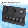 Панель с 6 тумблерами, двойные USB-порты, DC 12В/24В, автомобильная, морская, с автоматическими выключателями, водонепроницаемая, светодиодный цифровой вольтметр, подсветка включения/выключения