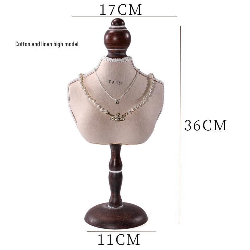 Walnut Jewelry Display Stand Set: Ring Tray & Necklace Mannequin