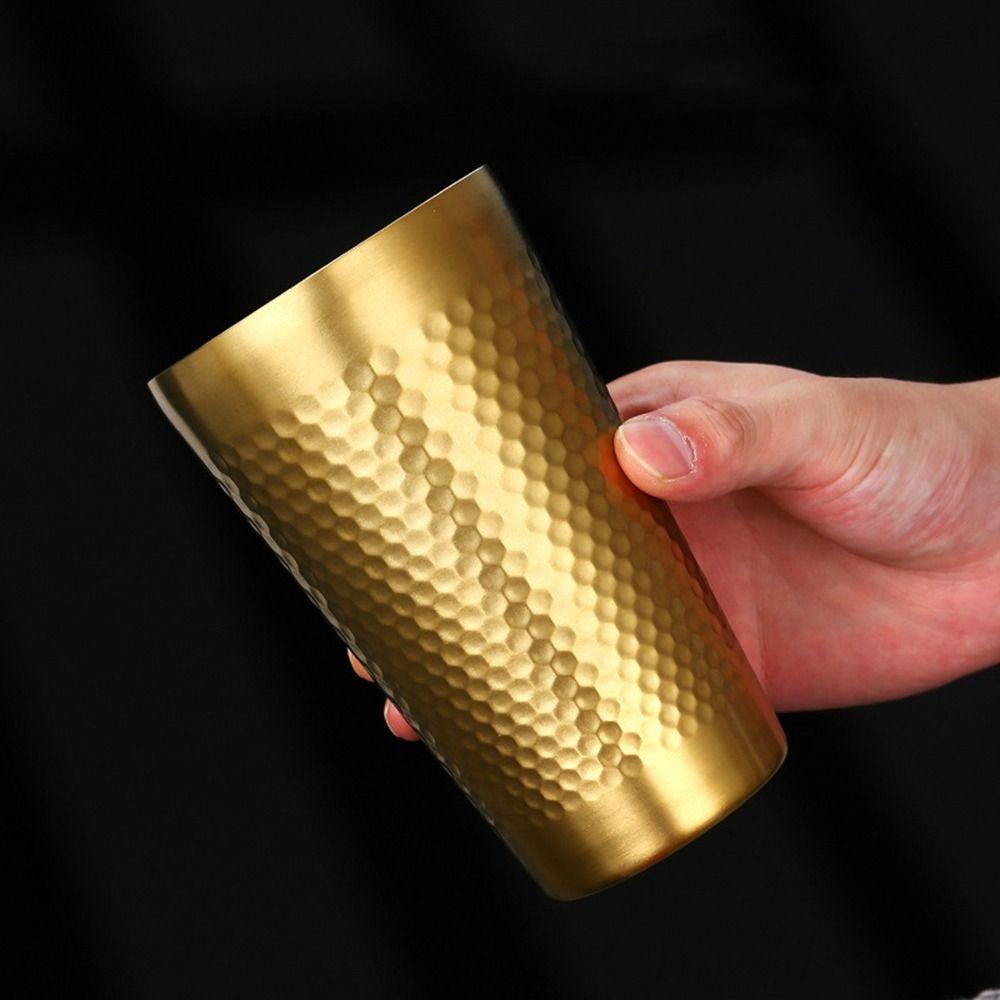 Hammered Texture Double-Wall Beer Cups Stainless Steel Milk Mugs New Cold Water Drinks Cup Bar