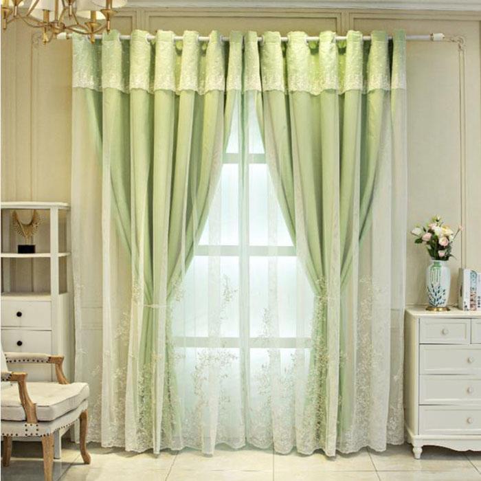 Curtains Double Lace Full Blackout Curtains Nordic Princess Style Living Room Bedroom Balcony Curtain Rod Bay Window
