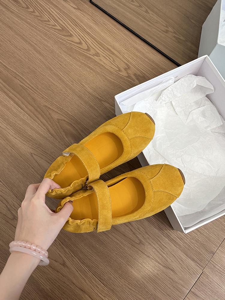 Ретро балетки Мэри Джейн на плоской подошве на липучке, женские туфли с круглым носком и мелким вырезом