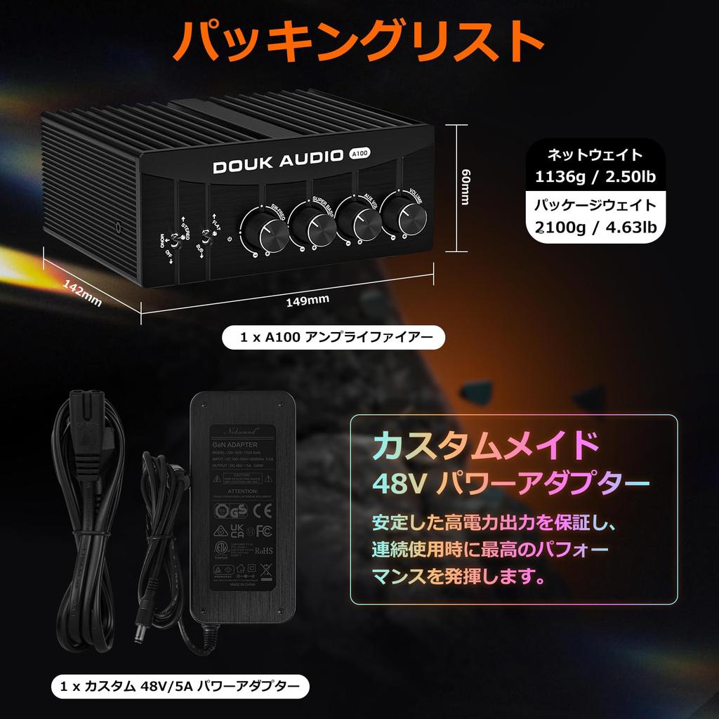 Douk Audio Nobdound A100 HIFI Power Amplifier with PFFB TPA3255 Class D Compact Operational Amplifier Switchable Patented Cooling Method Stereo Mode