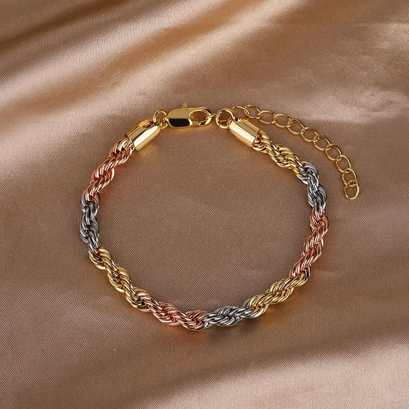 Jewelry Style Design Necklace Women'S Electroplated Color Gold Twist Rope Chain Set