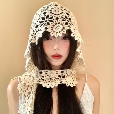 Женская шляпа крючком с ажурной вязкой, этнический стиль, дорожный наряд, реквизит для фото, шляпа-пуловер, вязаная шапка для обертывания головы