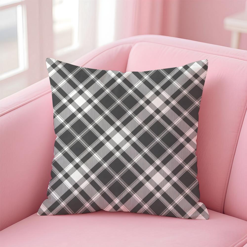 simple Monochromatic check pattern Cushion Cover Pillow Case Soft Skin Friendly Fabric Concealed Zipper