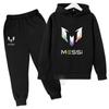 Messi Letter Printed Children's Clothing Autumn And Winter Hooded Pullover+Long Pants Two-Piece Casual Boy And Girl Sports Suit