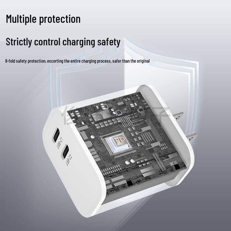 Быстрое зарядное устройство PD 20 Вт с двумя портами USB-C для устройств Apple и Samsung