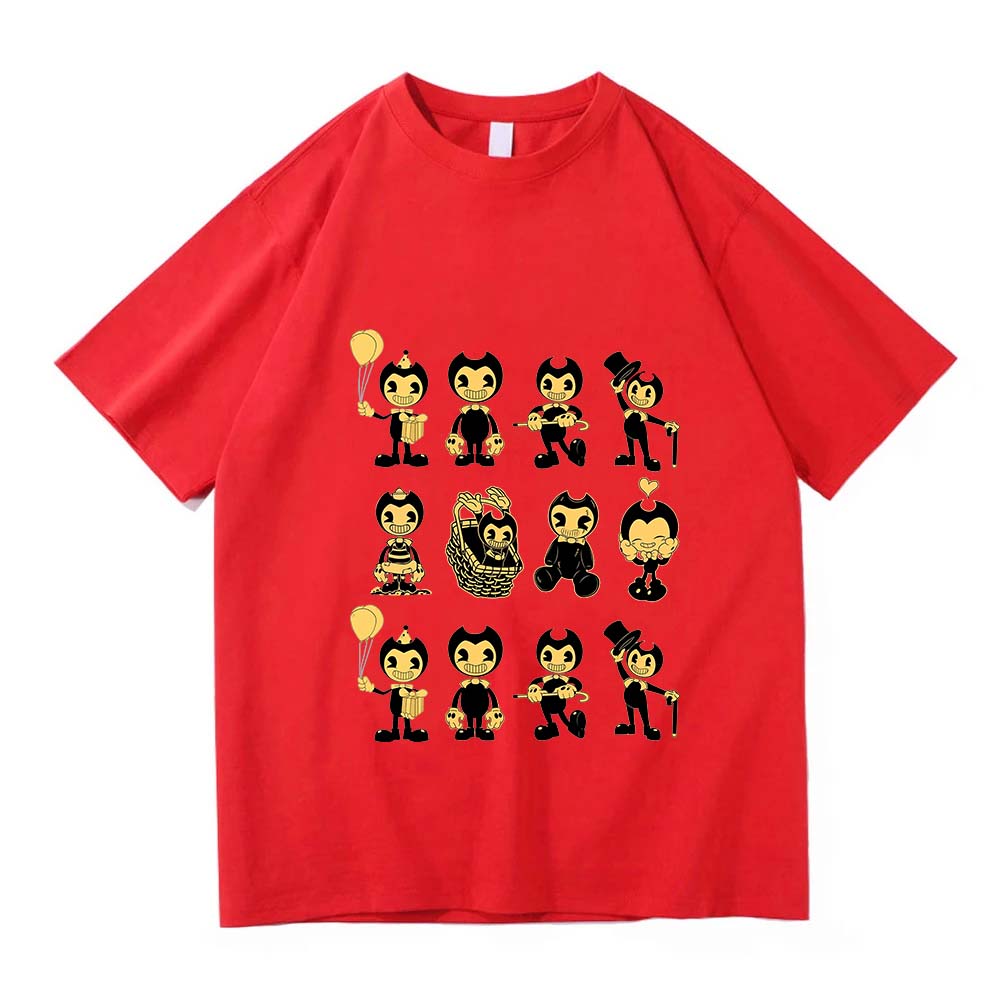 Unisex Tees Game Bendy and The Ink Machine T-shirt Short Sleeve Loose Cotton Unisex T Shirt Cartoon Graphic Printing Tshirts Tee