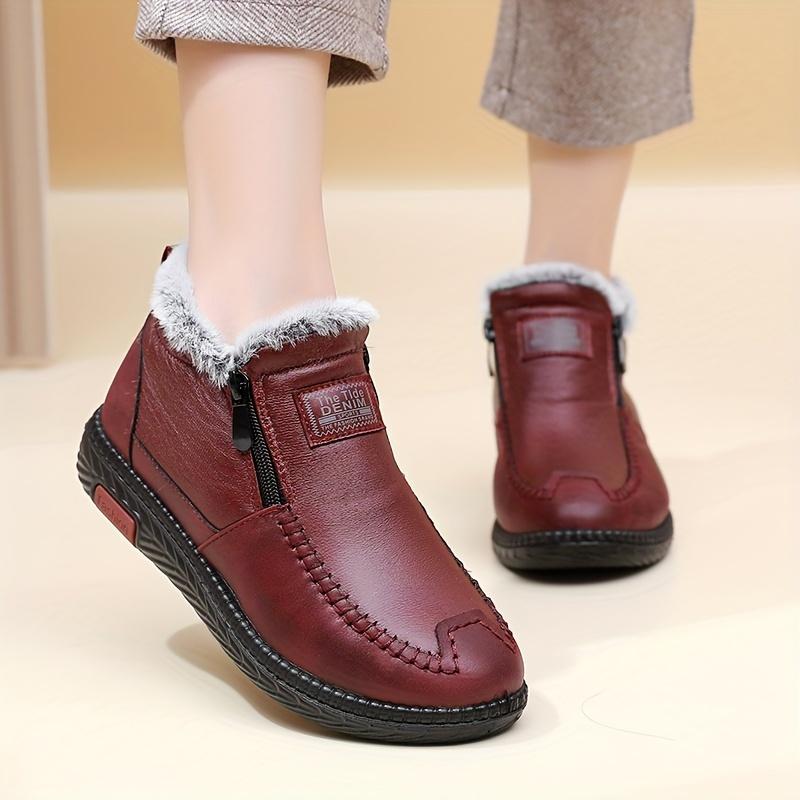 Женские зимние ботинки Нескользящая подошва Толстая амортизирующая стелька и Мягкая теплая зимняя обувь для пожилых женщин Зимние ботинки