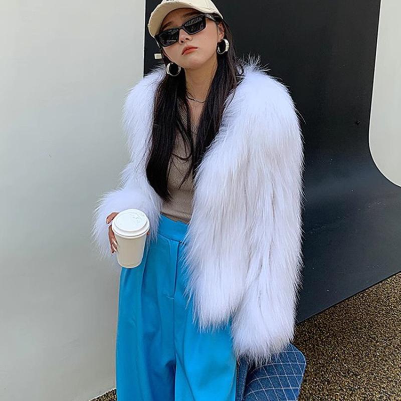 Свободная женская шуба из меха, роскошная утолщенная пушистая куртка с длинным рукавом, теплая осенне-зимняя верхняя одежда из искусственного меха для снега