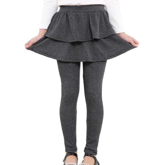 Юбка-кюлоты для девочек, однотонная юбка-шорты с оборками и средней посадкой, эластичные облегающие брюки для девочек, повседневная одежда