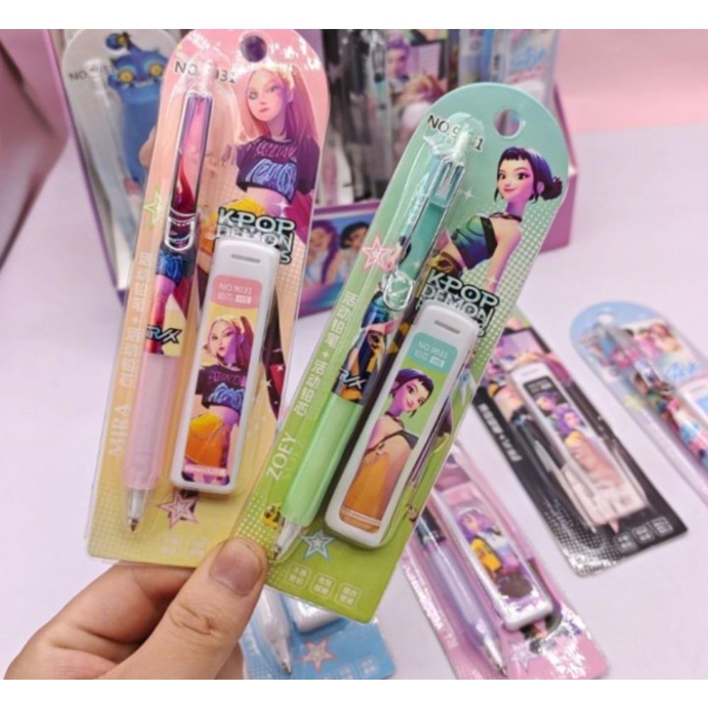 KPOP Demon Huntress Group Push-action Activity Pencil Set with Non-fracturable Lead Pencil Combo Student Supplies