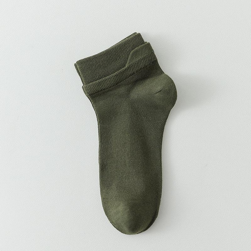 Мужские весенне-осенние носки из чистого хлопка, с поддержкой ушей, влагоотводящие, дезодорирующие, сочетающихся цветов, короткие