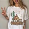 Women's T-shirt Western Cowboy Cartoon Letter Print Funny Cute Short Sleeve Ladies Fashion Casual Summer Women's T-shirt Graphic
