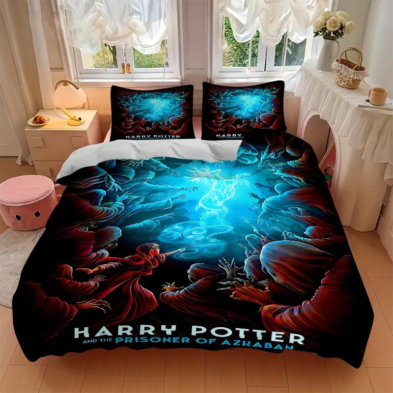 3pcs Harry Potter Bedding Set, Soft Polyester Duvet Cover and Pillowcases Machine Washable Seasons all suitable 09