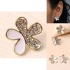 Jewelry Gift For Women Summer 2021 Floral Metal Earrings With Sparkling Detail