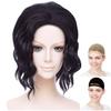 CaseEden Cosplay Wig, Short Bob, Wavy Hair, Heat Resistant, Black Hair, Set of 2 Wig Nets