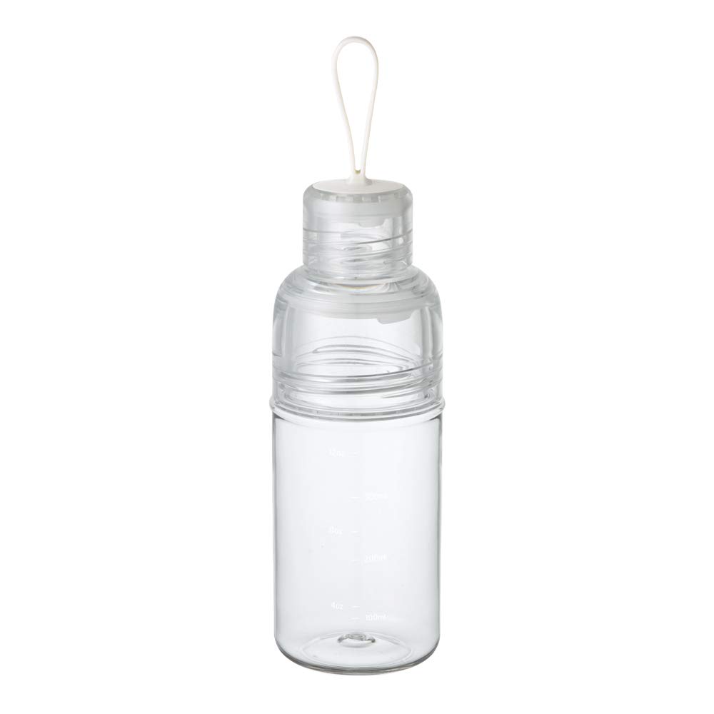 KINTO Water Bottle, 480ml, Clear, with Graduated Markings, Silicone Strap, Dishwasher Safe, 20311
