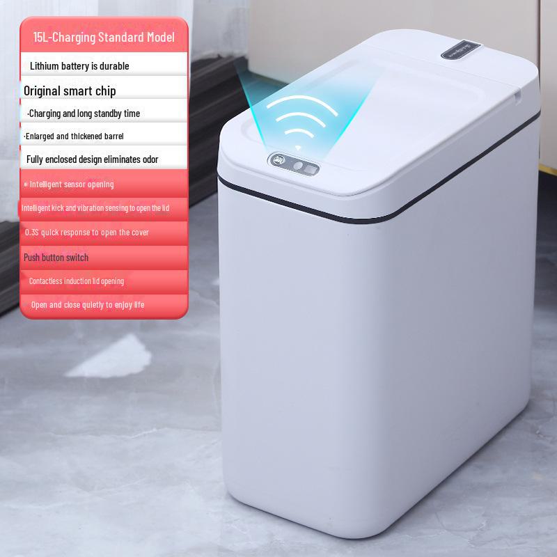 Large Capacity Smart Induction Trash Can for Kitchen and Bathroom