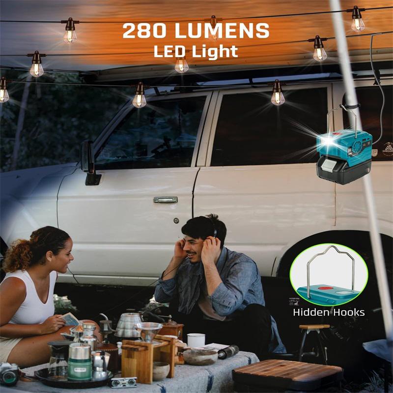 Инвертор питания для аккумулятора Makita 18V, DC 18V в AC 120V/220V, портативная электростанция с USB, Type-C, светодиодный фонарь 280 лм для кемпинга