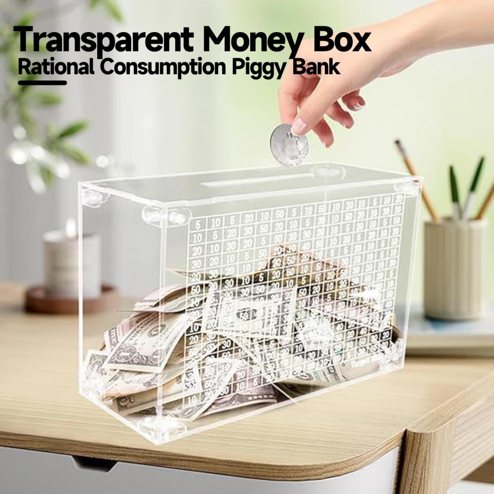 Transparent Piggy Bank Coin Cash Container Acrylic Money Box with Counter Kids Adults Clear  Money Saving Box Boys Girls Gift