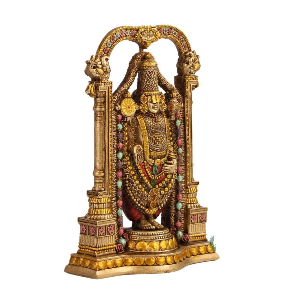 8" Tirupati Balaji Fine Metal Finish Idol Decorative Showpiece Handcrafted Tirupati Balaji Murti for Home Office and Gifting Purpose