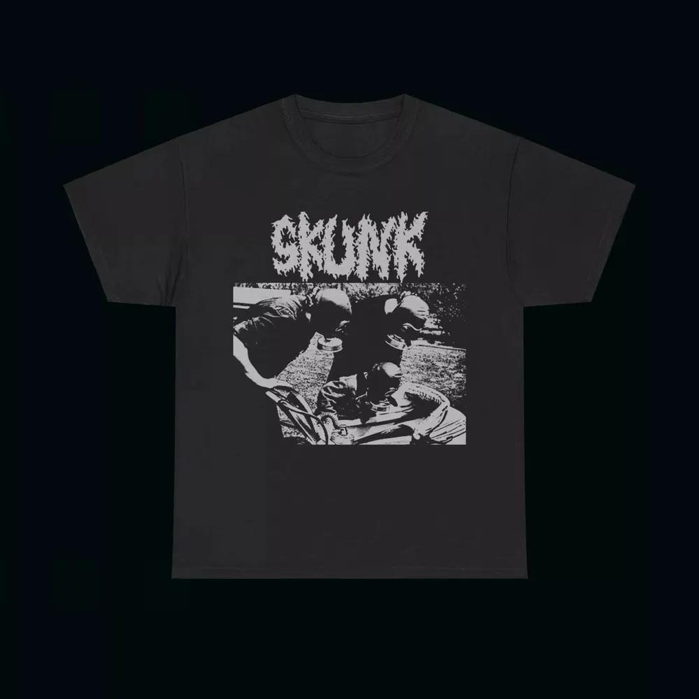 Unisex Short Sleeve Crew Neck Cotton T Shirt Skunk Grindcore