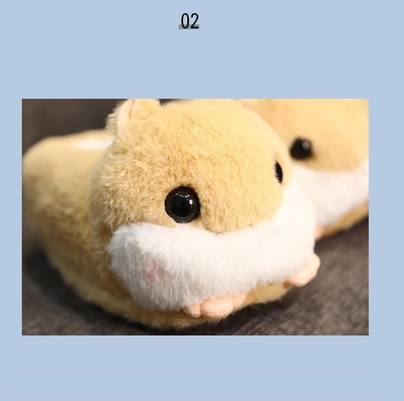 Новинка, пинетки-тапочки в виде хомяка, женские теплые пушистые домашние туфли, мягкие розовые милые кроличьи ушки, хлопковые тапочки, пушистые тапочки в виде животных