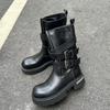 Martin Boots Women's New Belt Buckle Retro Locomotive Heightening Knight Boots Women