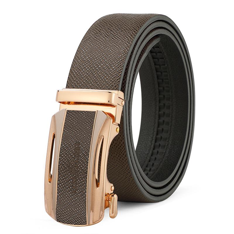 Мужской новый ремень из натуральной кожи  Модный и универсальный деловой кожаный ремень с автоматической пряжкой  Простой джинсовый ремень для людей среднего и молодого возраста