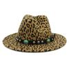 Leopard Print Fedora Hat Unisex Wide Brim Jazz Top Hat Autumn Winter Classic Elegant Panama Hat Gentleman Sun Hat Wholesale