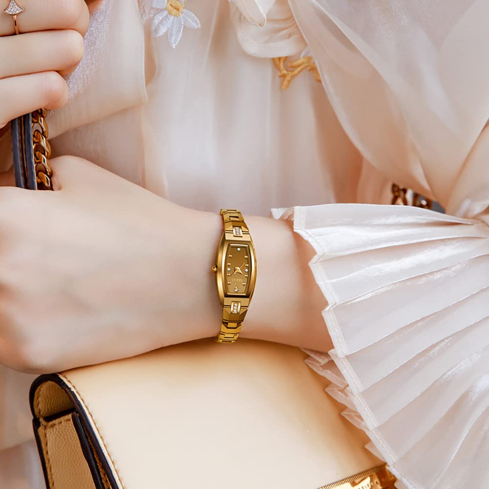 [OLEVS] Women's Gold Watch, Waterproof, Popular, Slim, Sparkling, Cute, Japanese Quartz Movement, Lightweight, Tungsten, Gift